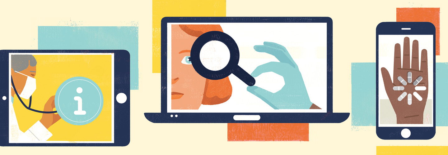 Illustration of clinicians on tech